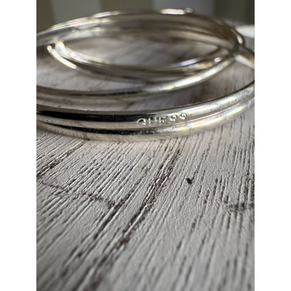 Vintage Guess Silver Bangle Bracelet,‎ Early 2000s Y2K Logo Jewelry